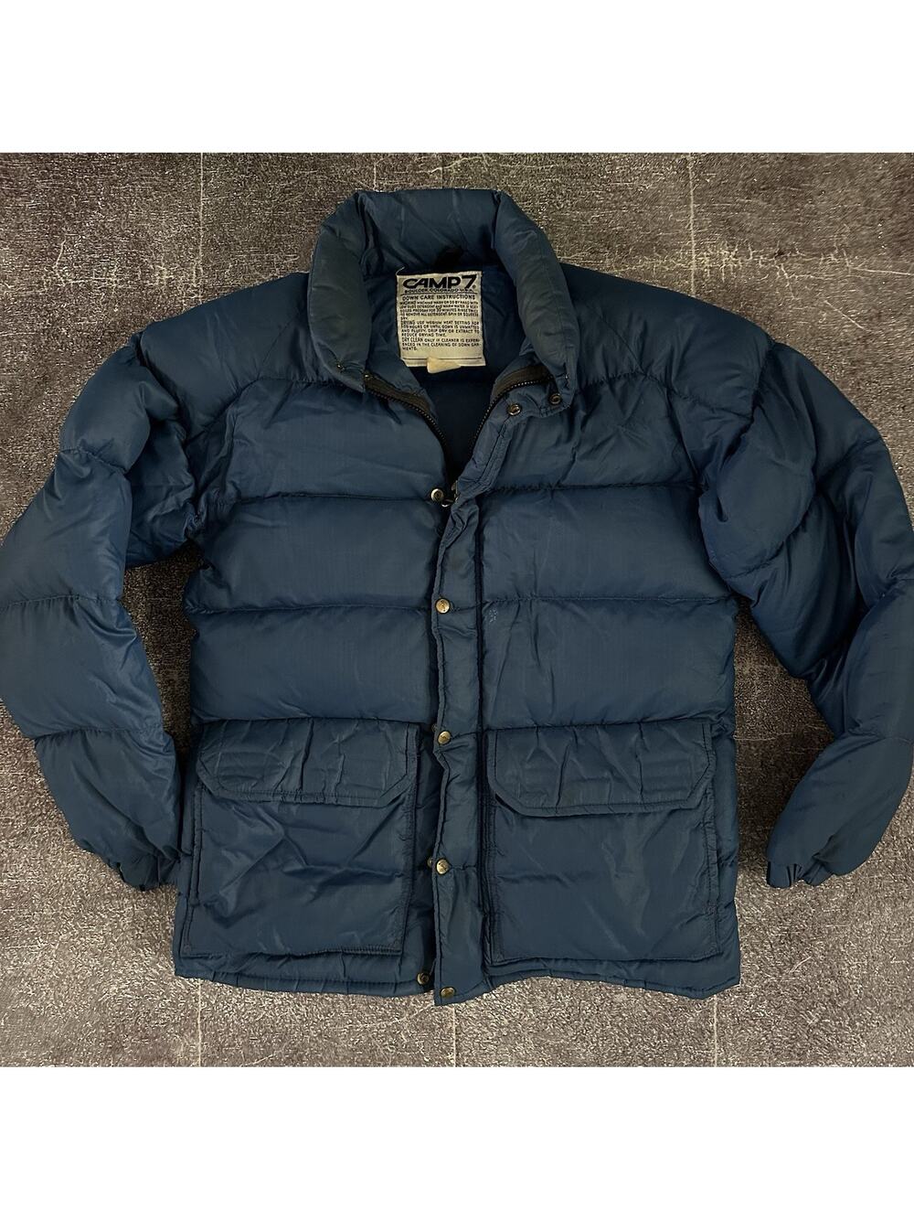 Men's Vintage 80's Camp 7 Boulder USA Navy Blue Down Zip Up Puffer Jacket Sz S